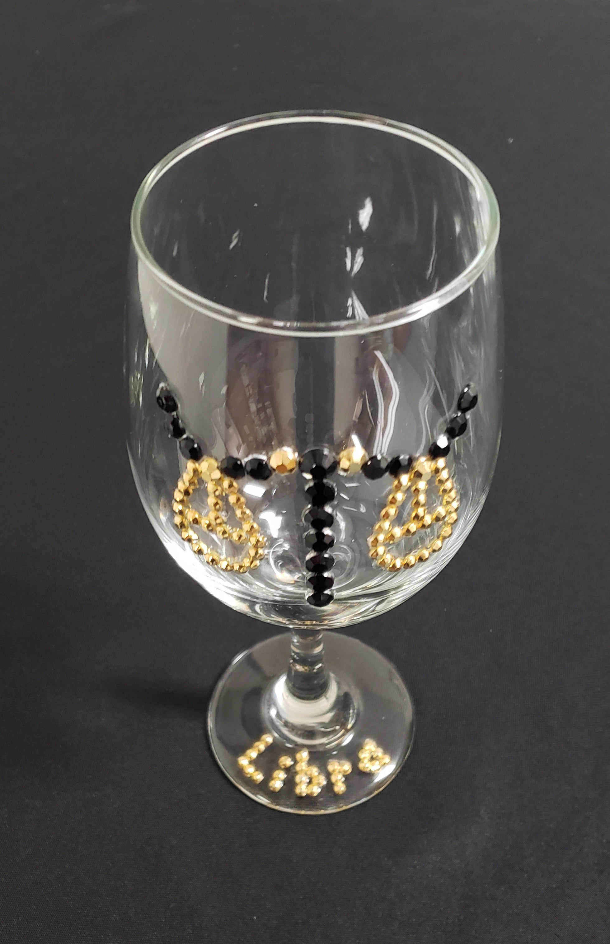 LIBRA Zodiac Sign Wine Glass (Black & Gold)